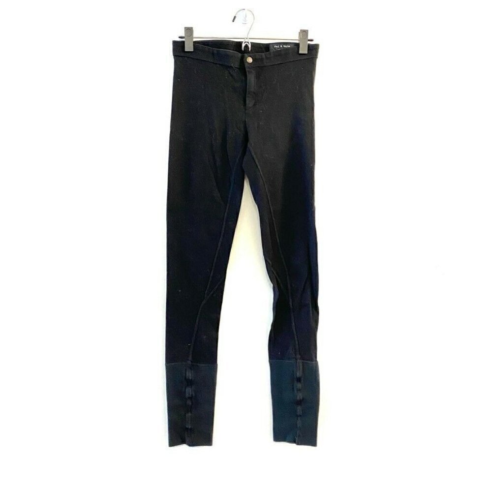 Rag & Bone Womens Equestrian Pants Black Stretch Flat Front Cotton Blend 28